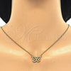 Sterling Silver Pendant Necklace, Butterfly Design, with White Cubic Zirconia, Polished, Golden Finish, 04.336.0046.2.16 (01 MM Thickness, 16 Inches Length)