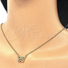 Sterling Silver Pendant Necklace, Butterfly Design, with White Cubic Zirconia, Polished, Golden Finish, 04.336.0046.2.16 (01 MM Thickness, 16 Inches Length)