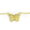 Sterling Silver Pendant Necklace, Butterfly Design, with White Cubic Zirconia, Polished, Golden Finish, 04.336.0046.2.16 (01 MM Thickness, 16 Inches Length)