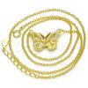 Sterling Silver Pendant Necklace, Butterfly Design, with White Cubic Zirconia, Polished, Golden Finish, 04.336.0046.2.16 (01 MM Thickness, 16 Inches Length)