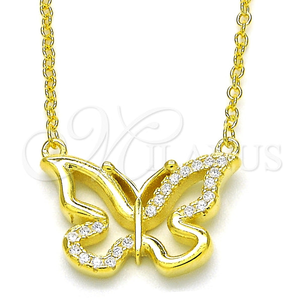 Sterling Silver Necklace — Pendant Necklace Butterfly Design with White Cubic Zirconia — main product view — SKU 125729 | Plata 925 collar — Pendant Necklace Butterfly diseño with blanco Cubic Zirconia — SKU 125729
