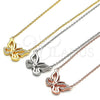 Sterling Silver Pendant Necklace, Butterfly Design, with White Cubic Zirconia, Polished, Golden Finish, 04.336.0046.2.16 (01 MM Thickness, 16 Inches Length)