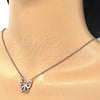 Sterling Silver Pendant Necklace, Butterfly Design, with White Cubic Zirconia, Polished, Rose Gold Finish, 04.336.0044.1.16 (01 MM Thickness, 16 Inches Length)