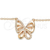 Sterling Silver Pendant Necklace, Butterfly Design, with White Cubic Zirconia, Polished, Rose Gold Finish, 04.336.0044.1.16 (01 MM Thickness, 16 Inches Length)