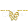 Sterling Silver Pendant Necklace, Butterfly Design, with White Cubic Zirconia, Polished, Golden Finish, 04.336.0044.2.16 (01 MM Thickness, 16 Inches Length)