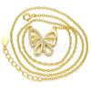 Sterling Silver Pendant Necklace, Butterfly Design, with White Cubic Zirconia, Polished, Golden Finish, 04.336.0044.2.16 (01 MM Thickness, 16 Inches Length)