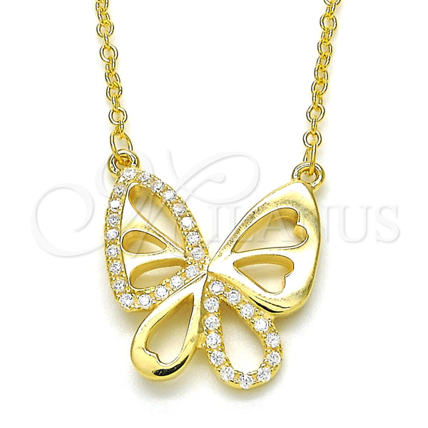 Sterling Silver Necklace — Pendant Necklace Butterfly Design with White Cubic Zirconia — main product view — SKU 125731 | Plata 925 collar — Pendant Necklace Butterfly diseño with blanco Cubic Zirconia — SKU 125731
