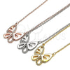 Sterling Silver Pendant Necklace, Butterfly Design, with White Cubic Zirconia, Polished, Golden Finish, 04.336.0044.2.16 (01 MM Thickness, 16 Inches Length)