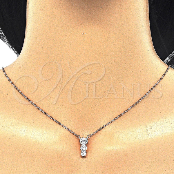 Sterling Silver Necklace — Pendant Necklace with White Cubic Zirconia Polished Rose — alternate product view — SKU 125734 | Plata 925 collar — Pendant Necklace with blanco Cubic Zirconia pulido Rose — SKU 125734