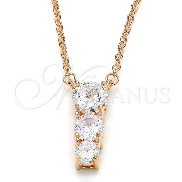 Sterling Silver Necklace — Pendant Necklace with White Cubic Zirconia Polished Rose — main product view — SKU 125734 | Plata 925 collar — Pendant Necklace with blanco Cubic Zirconia pulido Rose — SKU 125734