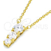 Sterling Silver Pendant Necklace, with White Cubic Zirconia, Polished, Golden Finish, 04.336.0058.2.16 (02 MM Thickness, 16 Inches Length)