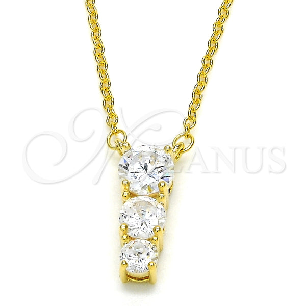 Sterling Silver Necklace — Pendant Necklace with White Cubic Zirconia Polished 04. — main product view — SKU 125735 | Plata 925 collar — Pendant Necklace with blanco Cubic Zirconia pulido 04. — SKU 125735