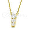 Sterling Silver Pendant Necklace, with White Cubic Zirconia, Polished, Golden Finish, 04.336.0058.2.16 (02 MM Thickness, 16 Inches Length)