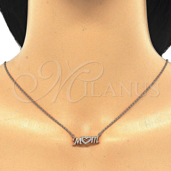 Sterling Silver Necklace — Pendant Necklace Mom and Heart Design with White — alternate product view — SKU 125736 | Plata 925 collar — Pendant Necklace Mom and corazón diseño with blanco — SKU 125736