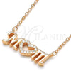 Sterling Silver Pendant Necklace, Mom and Heart Design, with White Cubic Zirconia, Polished, Rose Gold Finish, 04.336.0062.1.16 (02 MM Thickness, 16 Inches Length)