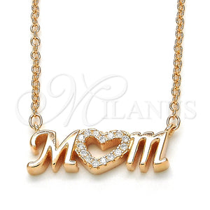 Sterling Silver Necklace — Pendant Necklace Mom and Heart Design with White — main product view — SKU 125736 | Plata 925 collar — Pendant Necklace Mom and corazón diseño with blanco — SKU 125736