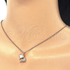 Sterling Silver Pendant Necklace, Fish Design, with White and Black Micro Pave, Polished, Rose Gold Finish, 04.336.0057.1.16 (02 MM Thickness, 16 Inches Length)