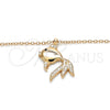 Sterling Silver Pendant Necklace, Fish Design, with White and Black Micro Pave, Polished, Rose Gold Finish, 04.336.0057.1.16 (02 MM Thickness, 16 Inches Length)