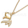 Sterling Silver Pendant Necklace, Fish Design, with White and Black Micro Pave, Polished, Rose Gold Finish, 04.336.0057.1.16 (02 MM Thickness, 16 Inches Length)