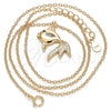 Sterling Silver Pendant Necklace, Fish Design, with White and Black Micro Pave, Polished, Rose Gold Finish, 04.336.0057.1.16 (02 MM Thickness, 16 Inches Length)