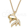 Sterling Silver Pendant Necklace, Fish Design, with White and Black Micro Pave, Polished, Rose Gold Finish, 04.336.0057.1.16 (02 MM Thickness, 16 Inches Length)