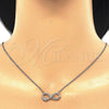 Sterling Silver Pendant Necklace, Infinite and Heart Design, with White Cubic Zirconia, Polished, Rhodium Finish, 04.336.0077.16 (02 MM Thickness, 16 Inches Length)