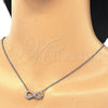 Sterling Silver Pendant Necklace, Infinite and Heart Design, with White Cubic Zirconia, Polished, Rhodium Finish, 04.336.0077.16 (02 MM Thickness, 16 Inches Length)
