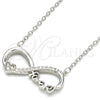 Sterling Silver Pendant Necklace, Infinite and Heart Design, with White Cubic Zirconia, Polished, Rhodium Finish, 04.336.0077.16 (02 MM Thickness, 16 Inches Length)