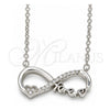 Sterling Silver Pendant Necklace, Infinite and Heart Design, with White Cubic Zirconia, Polished, Rhodium Finish, 04.336.0077.16 (02 MM Thickness, 16 Inches Length)