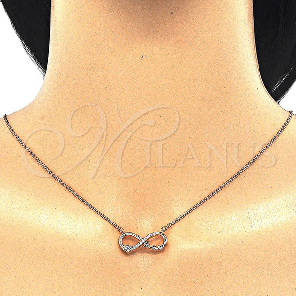 Sterling Silver Necklace — Pendant Necklace Infinite and Heart Design with White — alternate product view — SKU 125741 | Plata 925 collar — Pendant Necklace Infinite and corazón diseño with blanco — SKU 125741