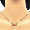 Sterling Silver Pendant Necklace, Infinite and Heart Design, with White Cubic Zirconia, Polished, Rose Gold Finish, 04.336.0077.1.16 (02 MM Thickness, 16 Inches Length)