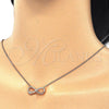 Sterling Silver Pendant Necklace, Infinite and Heart Design, with White Cubic Zirconia, Polished, Rose Gold Finish, 04.336.0077.1.16 (02 MM Thickness, 16 Inches Length)