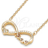 Sterling Silver Pendant Necklace, Infinite and Heart Design, with White Cubic Zirconia, Polished, Rose Gold Finish, 04.336.0077.1.16 (02 MM Thickness, 16 Inches Length)