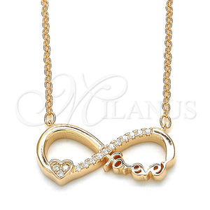 Sterling Silver Necklace — Pendant Necklace Infinite and Heart Design with White — main product view — SKU 125741 | Plata 925 collar — Pendant Necklace Infinite and corazón diseño with blanco — SKU 125741