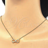 Sterling Silver Pendant Necklace, Infinite and Heart Design, with White Cubic Zirconia, Polished, Golden Finish, 04.336.0077.2.16 (02 MM Thickness, 16 Inches Length)