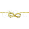 Sterling Silver Pendant Necklace, Infinite and Heart Design, with White Cubic Zirconia, Polished, Golden Finish, 04.336.0077.2.16 (02 MM Thickness, 16 Inches Length)