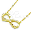 Sterling Silver Pendant Necklace, Infinite and Heart Design, with White Cubic Zirconia, Polished, Golden Finish, 04.336.0077.2.16 (02 MM Thickness, 16 Inches Length)