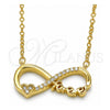 Sterling Silver Pendant Necklace, Infinite and Heart Design, with White Cubic Zirconia, Polished, Golden Finish, 04.336.0077.2.16 (02 MM Thickness, 16 Inches Length)