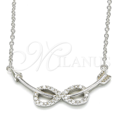 Sterling Silver Pendant Necklace, Infinite Design, with White Cubic Zirconia, Polished, Rhodium Finish, 04.336.0078.16 (01 MM Thickness, 16 Inches Length)