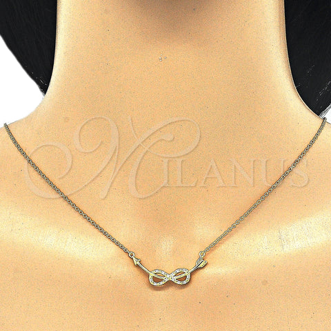 Sterling Silver Pendant Necklace, Infinite Design, with White Cubic Zirconia, Polished, Golden Finish, 04.336.0078.2.16 (01 MM Thickness, 16 Inches Length)