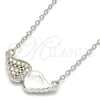 Sterling Silver Pendant Necklace, with White Cubic Zirconia, Polished, Rhodium Finish, 04.336.0080.16 (02 MM Thickness, 16 Inches Length)
