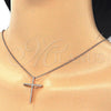 Sterling Silver Pendant Necklace, Cross Design, with White Cubic Zirconia, Polished, Rose Gold Finish, 04.336.0081.1.16 (01 MM Thickness, 16 Inches Length)