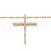 Sterling Silver Pendant Necklace, Cross Design, with White Cubic Zirconia, Polished, Rose Gold Finish, 04.336.0081.1.16 (01 MM Thickness, 16 Inches Length)
