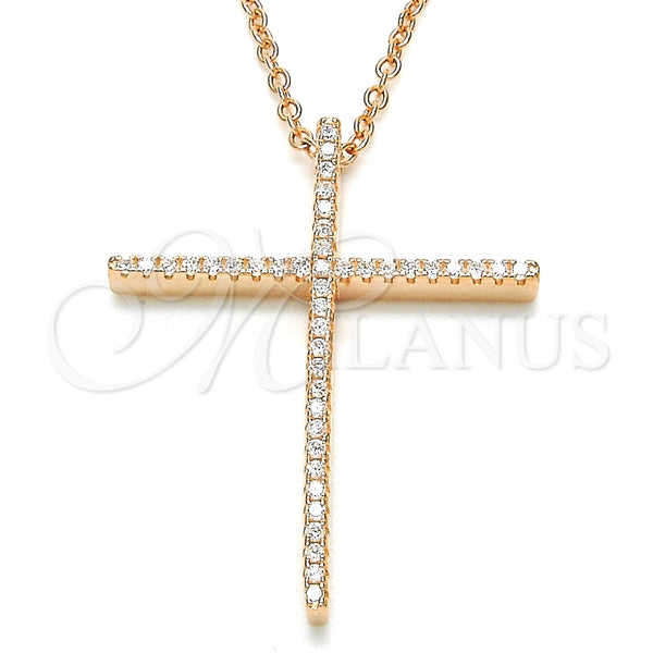Sterling Silver Necklace — Pendant Necklace Cross Design with White Cubic Zirconia — main product view — SKU 125753 | Plata 925 collar — Pendant Necklace cruz diseño with blanco Cubic Zirconia — SKU 125753