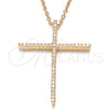 Sterling Silver Pendant Necklace, Cross Design, with White Cubic Zirconia, Polished, Rose Gold Finish, 04.336.0081.1.16 (01 MM Thickness, 16 Inches Length)