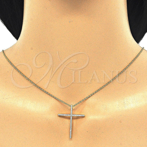 Sterling Silver Necklace — Pendant Necklace Cross Design with White Cubic Zirconia — alternate product view — SKU 125754 | Plata 925 collar — Pendant Necklace cruz diseño with blanco Cubic Zirconia — SKU 125754
