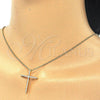 Sterling Silver Pendant Necklace, Cross Design, with White Cubic Zirconia, Polished, Golden Finish, 04.336.0081.2.16 (01 MM Thickness, 16 Inches Length)