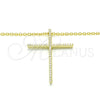 Sterling Silver Pendant Necklace, Cross Design, with White Cubic Zirconia, Polished, Golden Finish, 04.336.0081.2.16 (01 MM Thickness, 16 Inches Length)