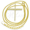 Sterling Silver Pendant Necklace, Cross Design, with White Cubic Zirconia, Polished, Golden Finish, 04.336.0081.2.16 (01 MM Thickness, 16 Inches Length)
