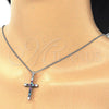 Sterling Silver Pendant Necklace, Cross Design, with Multicolor Cubic Zirconia, Polished, Rhodium Finish, 04.336.0082.16 (01 MM Thickness, 16 Inches Length)